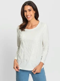 T-shirt à encolure ronde superbe broderie de cordonnet