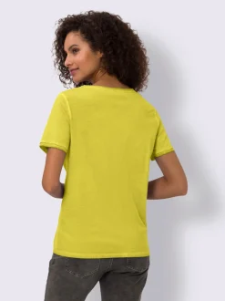 T-shirt encolure V broderie cœur devant et ourlets frangés