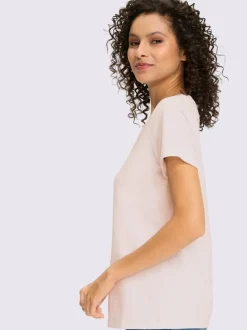 T-shirt en coton avec encolure ronde et motifs floraux