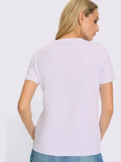 T-shirt en coton à encolure ronde avec imprimé et manches courtes