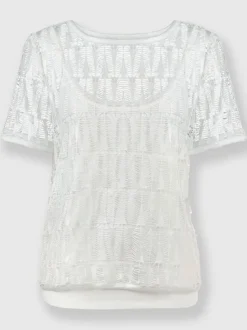 T-shirt en dentelle avec débardeur en viscose intégré