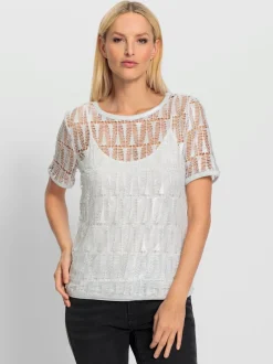 T-shirt en dentelle avec débardeur en viscose intégré