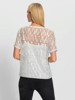 T-shirt en dentelle avec débardeur en viscose intégré