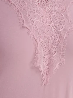T-shirt en dentelle col v devant et au dos