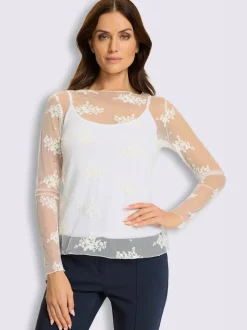 T-shirt en dentelle maille transparente