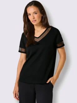 T-shirt en mélange de modal avec col V et manches courtes