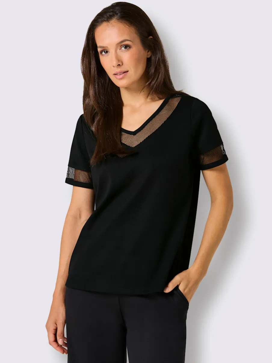 T-shirt en mélange de modal avec col V et manches courtes