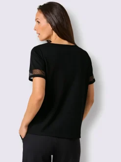 T-shirt en mélange de modal avec col V et manches courtes