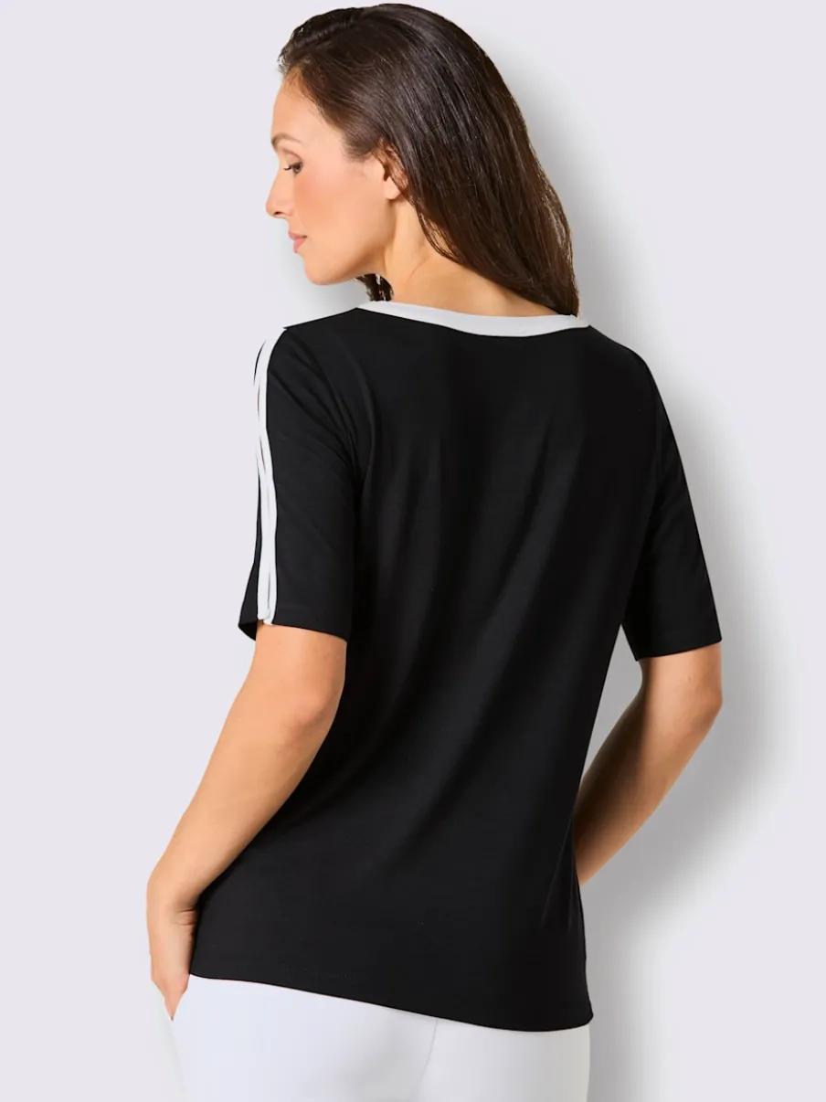 T-shirt en modal à col V et manches mi-longues