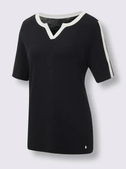 T-shirt en modal à col V et manches mi-longues