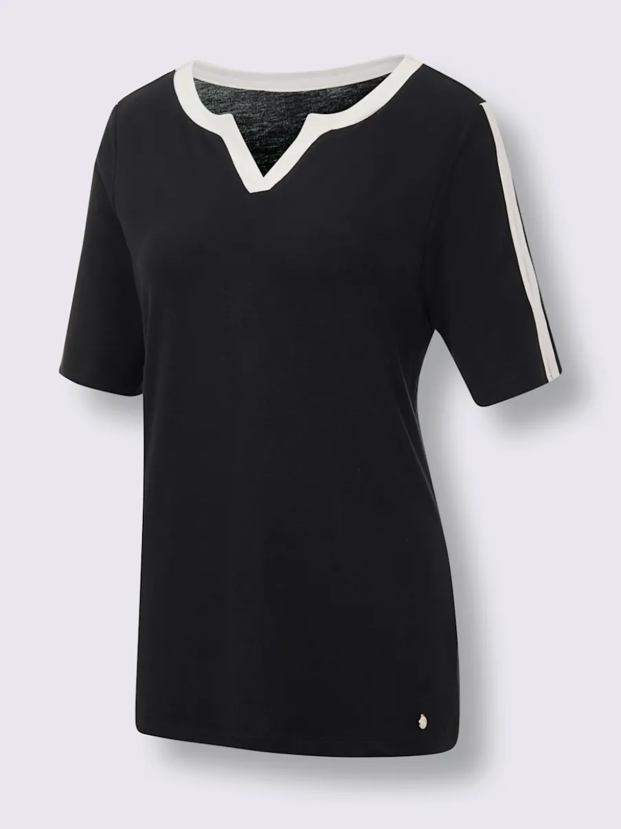 T-shirt en modal à col V et manches mi-longues