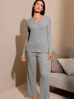 T-shirt en tricot fin col en V mancherons décontractés