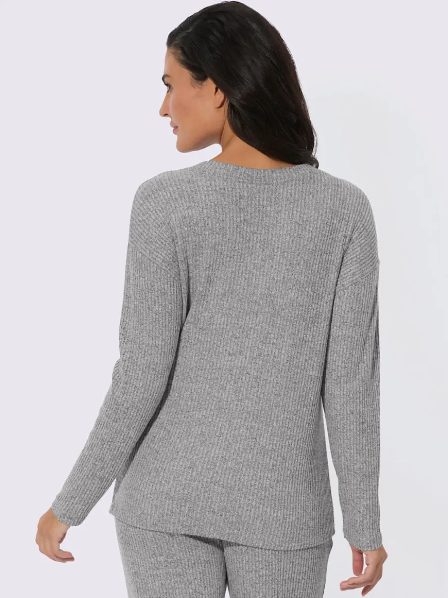 T-shirt en tricot fin col en V mancherons décontractés