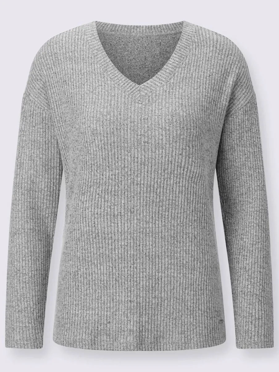 T-shirt en tricot fin col en V mancherons décontractés