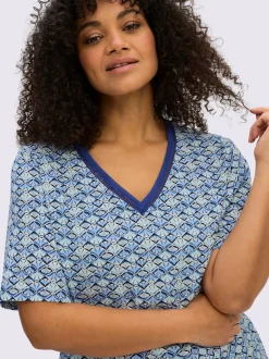 T-shirt en v avec dentelle ajourée