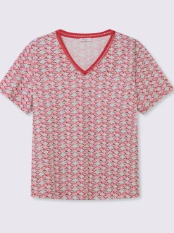 T-shirt en v avec dentelle ajourée