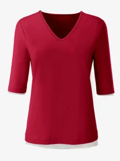 T-shirt en V doux en tactel respirant et durable