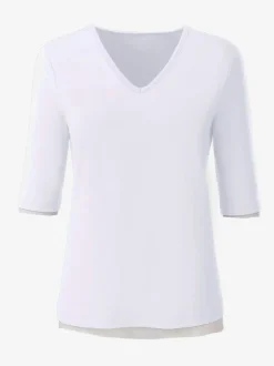 T-shirt en V doux en tactel respirant et durable