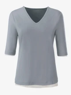 T-shirt en V doux en tactel respirant et durable