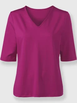 T-shirt en V doux en tactel respirant et durable