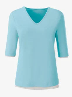 T-shirt en V doux en tactel respirant et durable