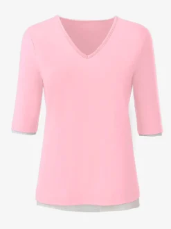 T-shirt en V doux en tactel respirant et durable