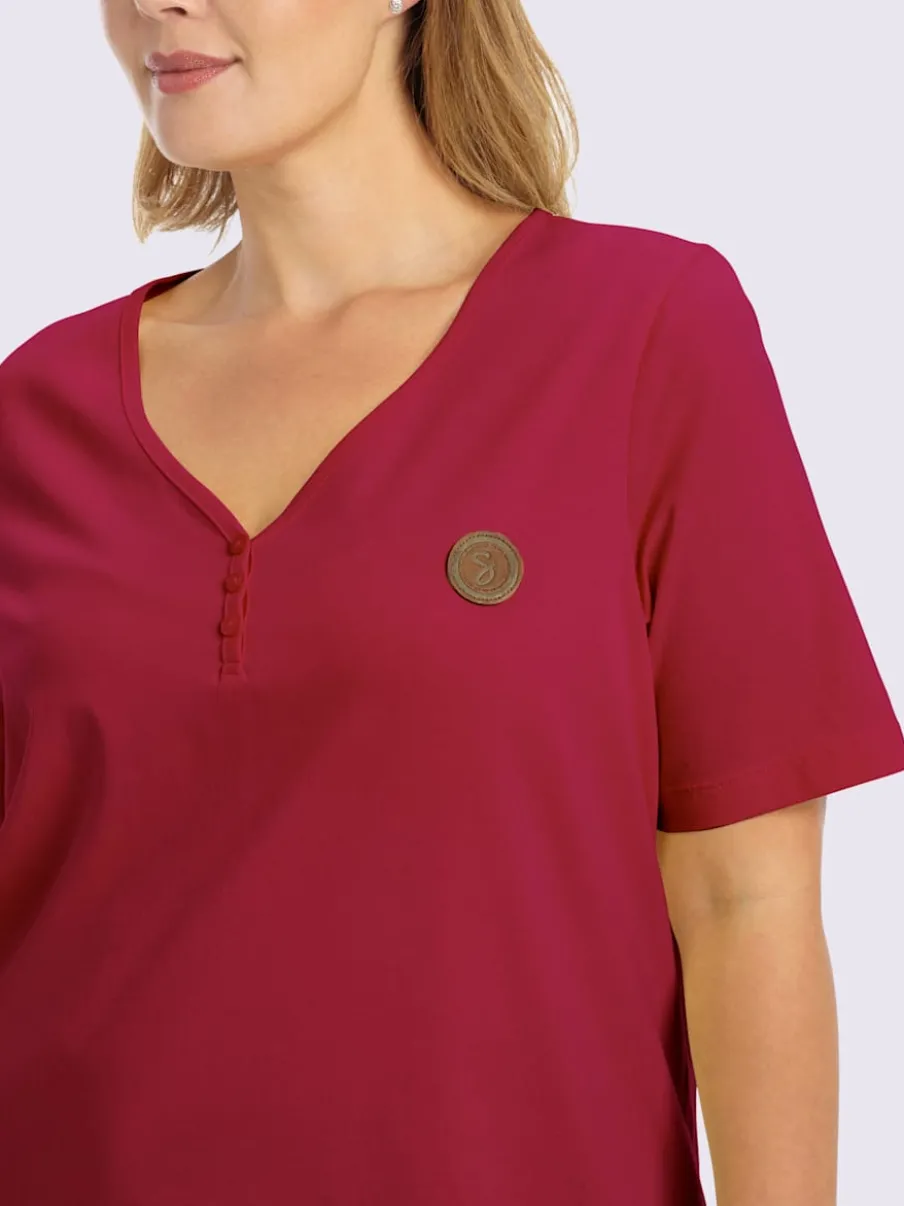 T-shirt en v encolure en v à boutons