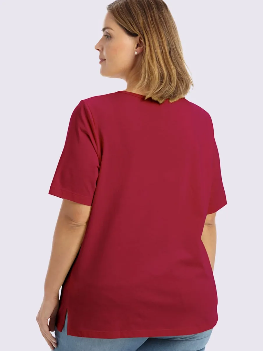T-shirt en v encolure en v à boutons
