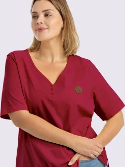 T-shirt en v encolure en v à boutons