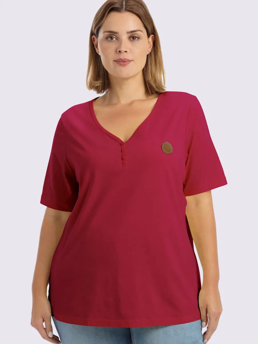 T-shirt en v encolure en v à boutons