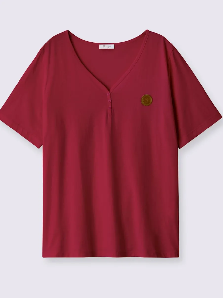 T-shirt en v encolure en v à boutons