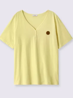 T-shirt en v encolure en v à boutons