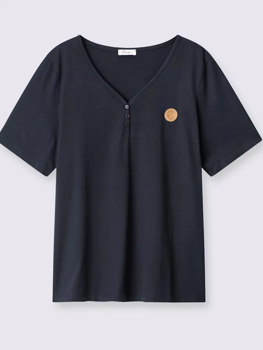 T-shirt en v encolure en v à boutons