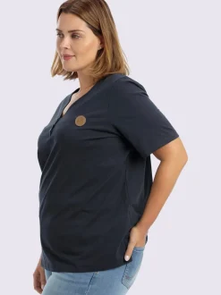 T-shirt en v encolure en v à boutons
