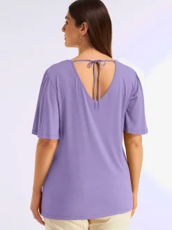 T-shirt en v manches chauve-souris affinantes