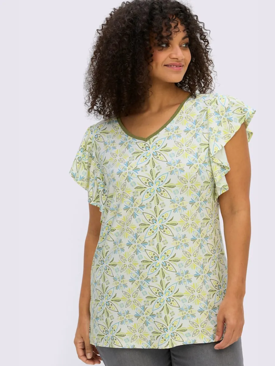 T-shirt en v manches chauve-souris affinantes