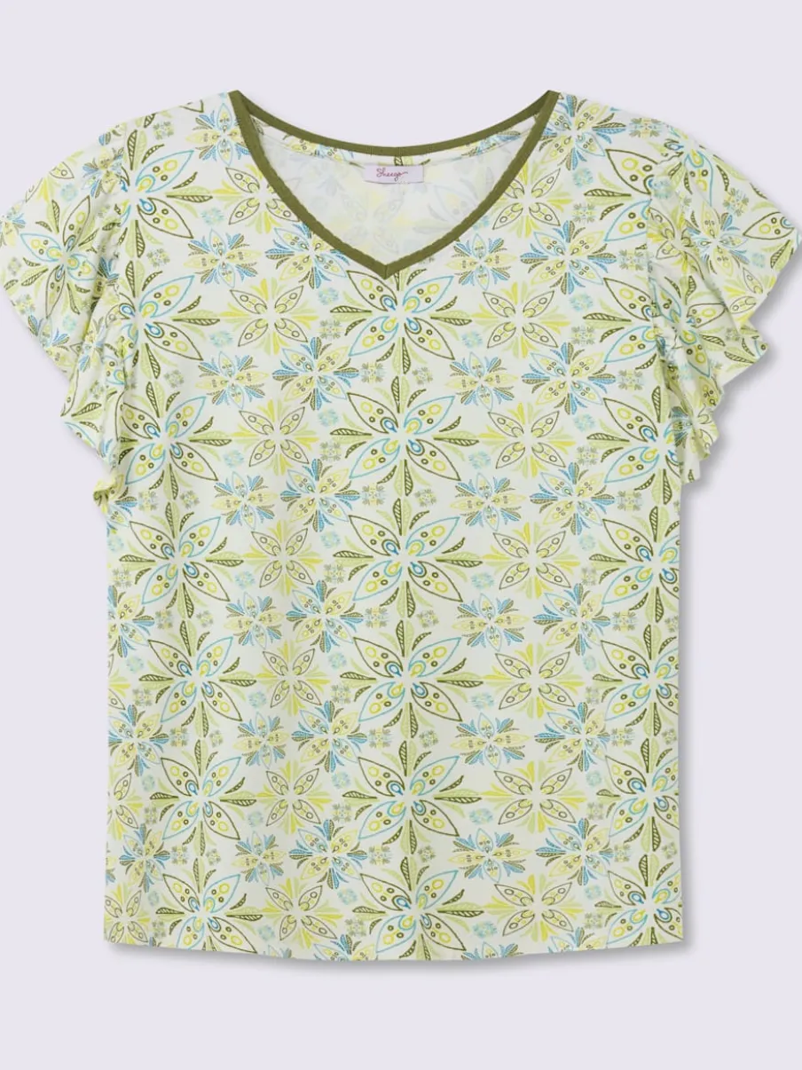 T-shirt en v manches chauve-souris affinantes