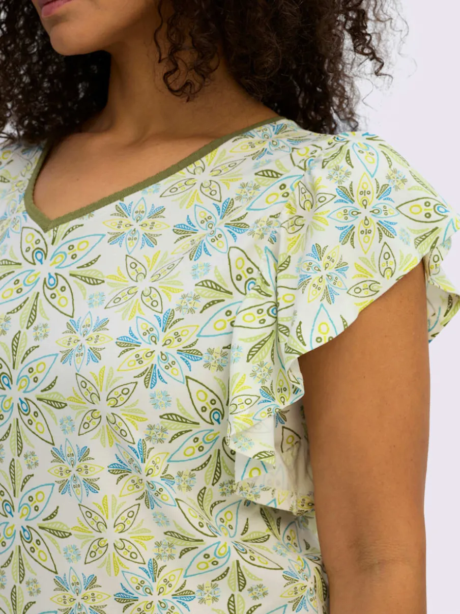 T-shirt en v manches chauve-souris affinantes