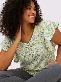 T-shirt en v manches chauve-souris affinantes