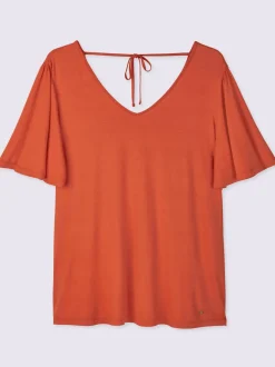 T-shirt en v manches chauve-souris affinantes