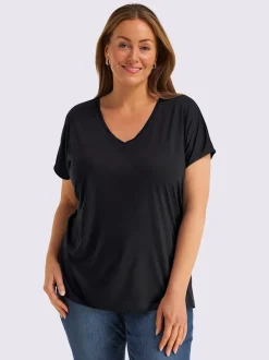 T-shirt en v petites pierres brillantes fantaisie
