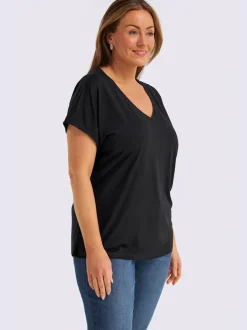 T-shirt en v petites pierres brillantes fantaisie