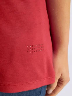T-shirt en v petites pierres brillantes fantaisie