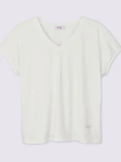 T-shirt en v petites pierres brillantes fantaisie