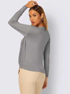 T-shirt en v plissé avec manches longues lumineuses