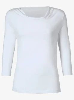 T-shirt femme avec col bénitier et manches 3/4 fluide