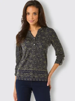 T-shirt floral qualité lyocell manches longues retroussables
