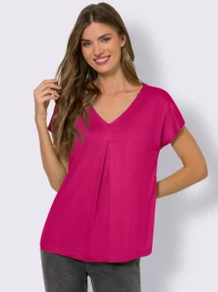 T-shirt fluide à col V et manches courtes élégantes