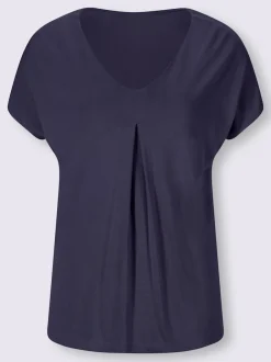 T-shirt fluide à col V et manches courtes élégantes