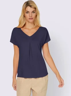 T-shirt fluide à col V et manches courtes élégantes